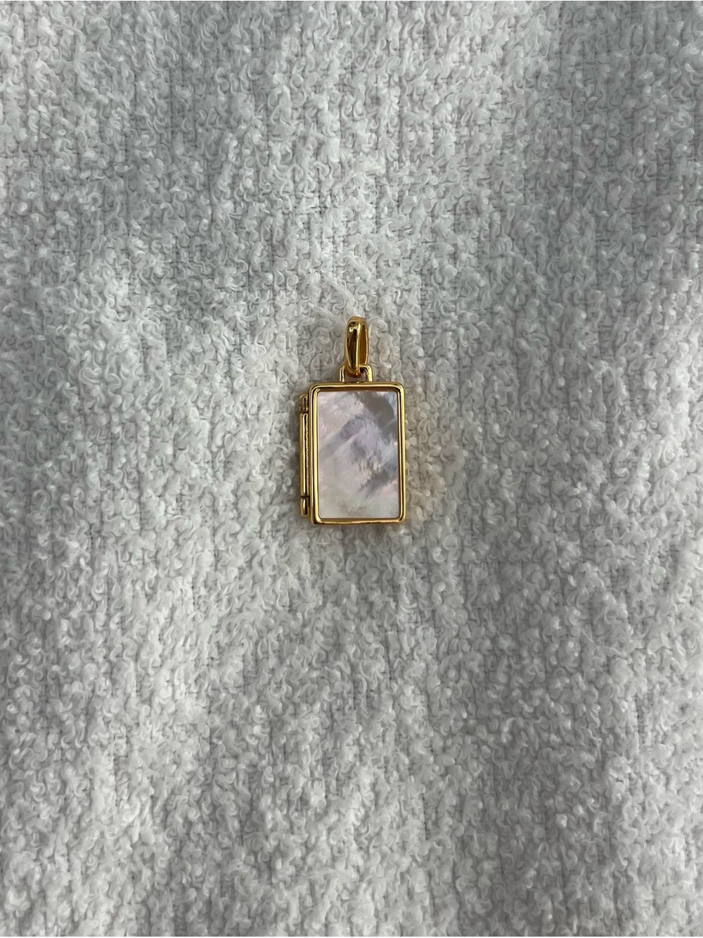 18k yellow gold vermeil Rectangular Mother-of-Pearl Locket Pendant